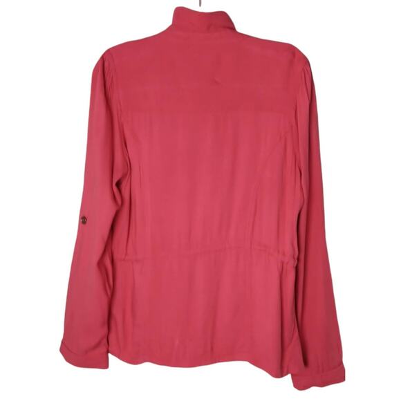 WET SEAL Womens XL Pink Utility Jacket Full Zip Front Drawstring Waist‎ Pockets - Picture 2 of 10